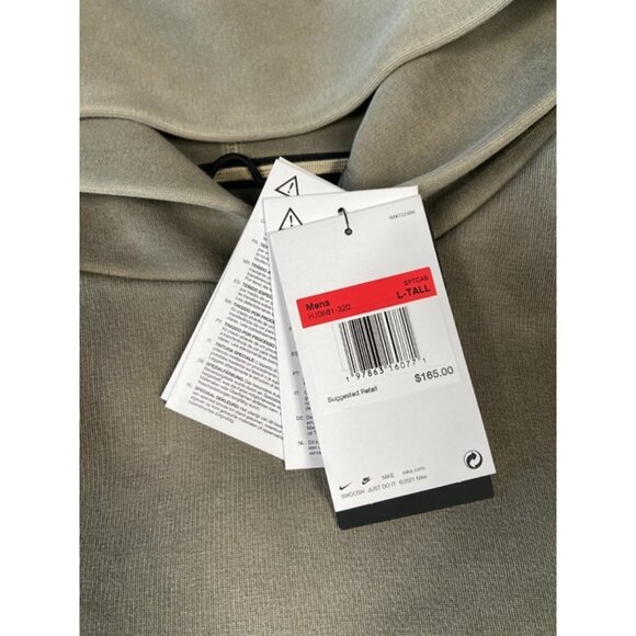 Nike Tech Fleece Pullover Hoodie Size Large TALL Men Light Army Green HJ0681-320 - Picture 7 of 7